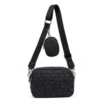 Geanta crossbody cu etui detasabil - Negru carbon