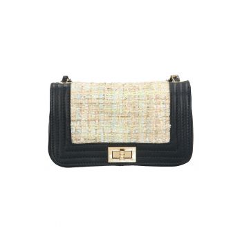 Geanta crossbody cu inchidere cu sistem metalic - Albastru