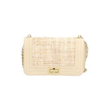 Geanta crossbody cu inchidere cu sistem metalic - Bej
