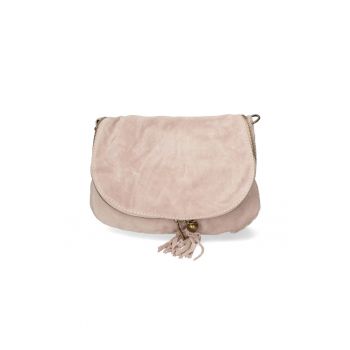 Geanta crossbody de piele cu canaf 25131 - Maro nisip