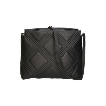 Geanta crossbody de piele - cu design matlasat - Negru