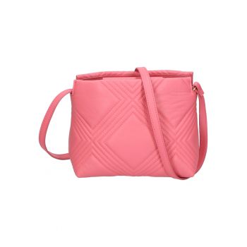 Geanta crossbody de piele - cu design matlasat - Roz