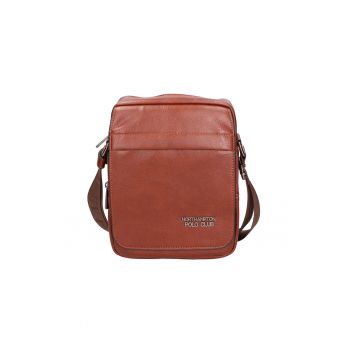 Geanta crossbody de piele ecologica 24583 - Maro inchis