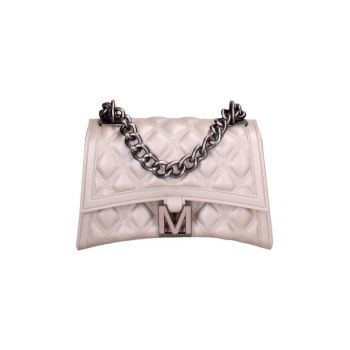 Geanta crossbody de piele ecologica cu bareta de lant - Gri deschis