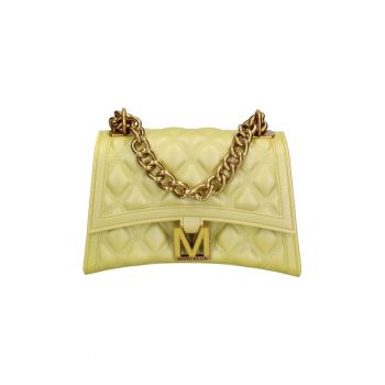 Geanta crossbody de piele ecologica cu bareta de lant - Verde/Auriu