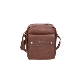 Geanta crossbody de piele ecologica - Maro inchis