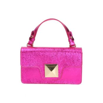 Geanta crossbody de piele - Fucsia