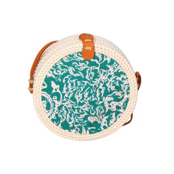 Geanta crossbody din paie - Alb/Verde