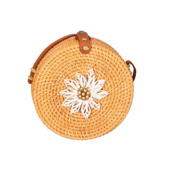 Geanta crossbody din paie - Auriu/Caramel