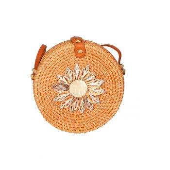 Geanta crossbody din paie - Caramel/Bej deschis