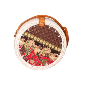 Geanta crossbody din paie - Maro - Crem