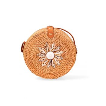 Geanta crossbody din paie - Maro