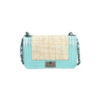 Geanta crossbody din piele - Albastru deschis