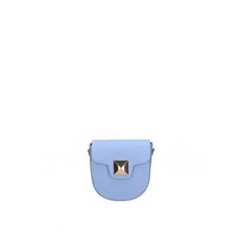 Geanta crossbody din piele cu bareta detasabila - Albastru pastel