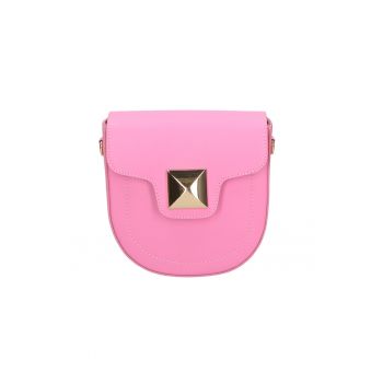 Geanta crossbody din piele cu bareta detasabila - Roz