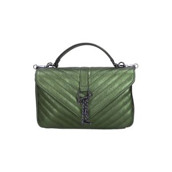 Geanta crossbody din piele cu bareta din lant - Verde