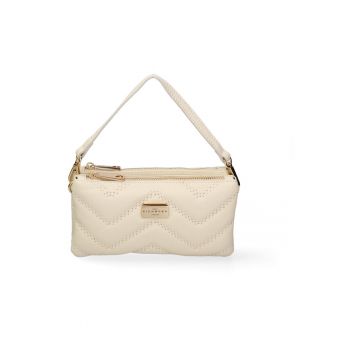 Geanta crossbody din piele cu logo - Auriu/Bej