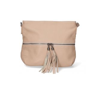 Geanta crossbody din piele - Maro nisip