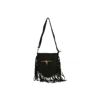 Geanta crossbody din piele - Negru