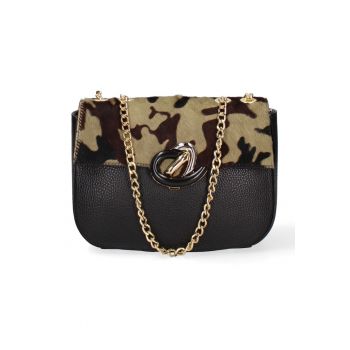 Geanta crossbody din piele - Verde inchis