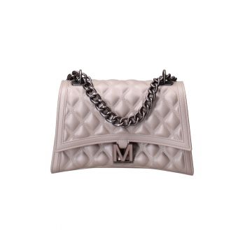 Geanta crossbody matlasata cu clapa - Gri deschis