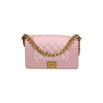 Geanta crossbody matlasata cu protectie de lant pentru umar - Auriu/Roz deschis