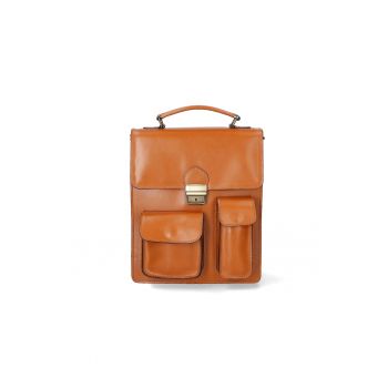Geanta crossbody unisex de piele - Caramel