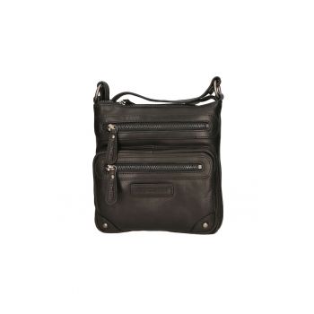 Geanta crossbody unisex de piele - Negru