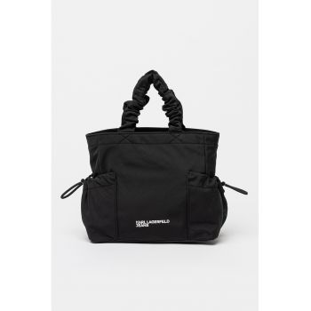 Geanta cu bareta de umar si detaliu logo - Negru