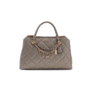 Geanta cu maner si pandantive Libby - Maro taupe