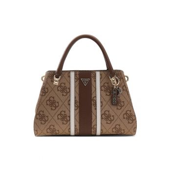 Geanta de mana cu model monograma Noella II Luxury - Maro/Alb murdar