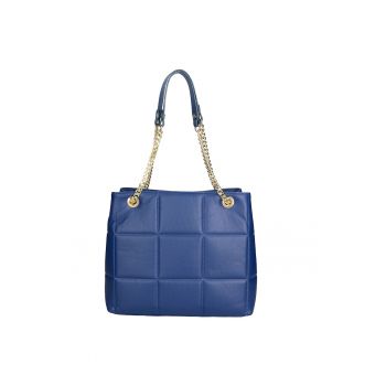 Geanta de piele cu bareta - Albastru royal