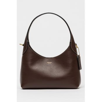 Geanta de piele cu bareta de umar Brooklyn - Maro inchis