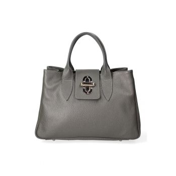 Geanta de piele cu bareta de umar - Gri inchis