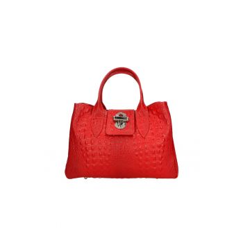 Geanta de piele cu bareta de umar - Rosu