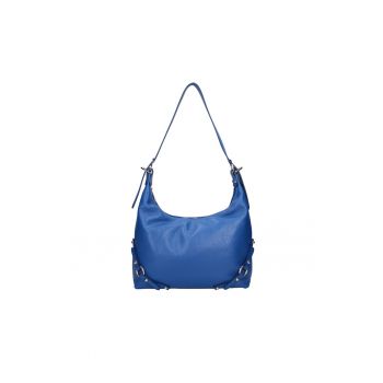 Geanta de piele cu bareta detasabila de umar - Albastru royal