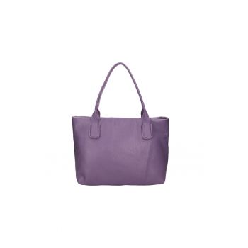 Geanta de piele cu bareta detasabila - Violet