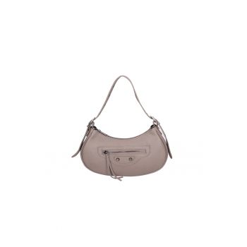 Geanta de piele cu bareta si detalii metalice