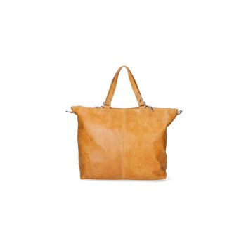 Geanta de piele cu buzunar cu fermoar 25127 - Caramel