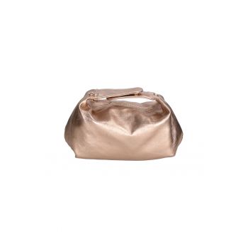 Geanta de piele cu maner si bareta detasabila din lant - Bronz