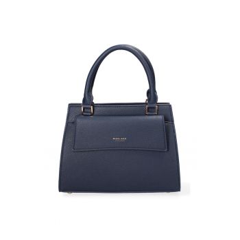 Geanta de piele ecologica cu bareta de umar - Albastru inchis