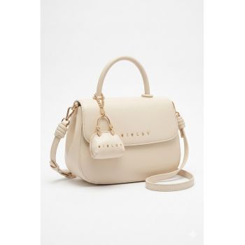 Geanta de piele ecologica cu bareta de umar - Bej deschis