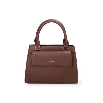 Geanta de piele ecologica cu bareta de umar - Maro inchis