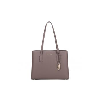 Geanta de piele ecologica cu bareta de umar - Maro taupe