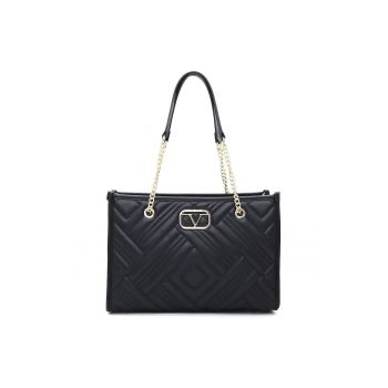 Geanta de piele ecologica cu bareta de umar - Negru