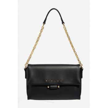 Geanta de piele ecologica cu bareta de umar - Negru