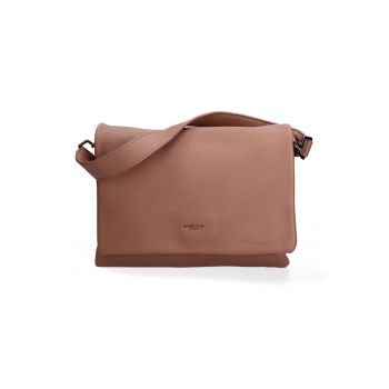 Geanta de piele ecologica cu bareta detasabila de umar - Maro taupe