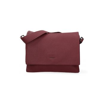 Geanta de piele ecologica cu bareta detasabila de umar - Rosu inchis