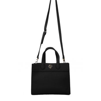 Geanta de piele ecologica cu bareta - Negru