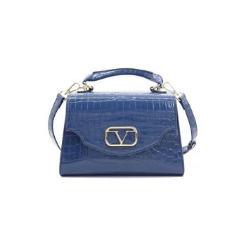 Geanta de piele ecologica cu maner si aspect de piele de crocodil